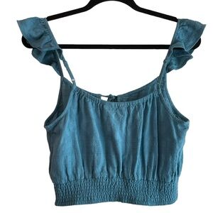 Roxy Blue Ruffle Strap Crop Top​